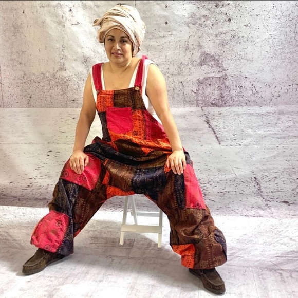 Handmade batik patchwork jumpsuit One Plus Size - Picture 7 of 11